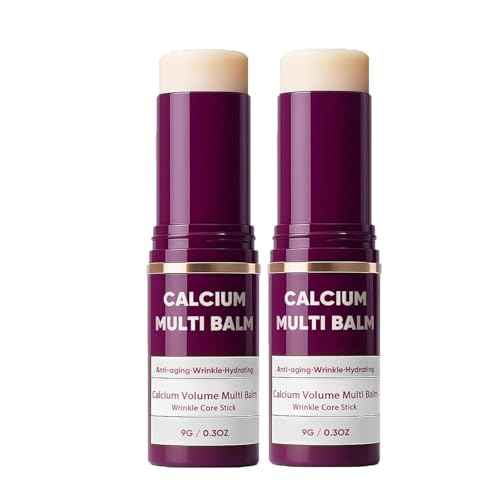 2PCS Calcium Multi Balm Stick - Calcium Volume Multi Balm, Korean Collagen Anti Wrinkle Stick, Anti-aging, Hydrating, Almond & Vitamin E for Eyes, Neck, Face