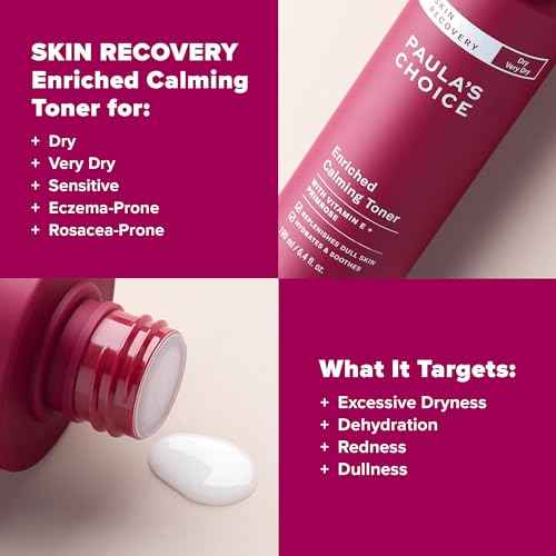 Paula's Choice Skin Recovery Calming Face Toner, Toner for Face with Hyaluronic Acid, Vitamin E & Primrose, Hydrates, Replenishes & Soothes Skin, Dry & Sensitive Skin, Frangrance Free, 6.4oz