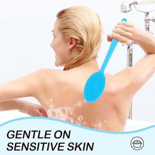 MateeyLife Silicone Body Scrubber Exfoliator with Handle, Gentle Back Scrubber for Shower, Shower Brush for Body, Bath Back Brush for Shower, Silicone Loofah Body Scrubber, Bath Scrubber for Body