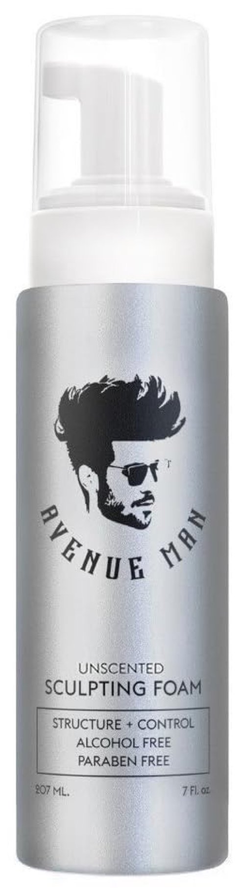 Avenue Man Sculpting Foam - Unscented Frizz Control & Firm Hold Hair Mousse for Men - 7 oz