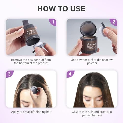 Acomler Instantly Root Cover Up Powder - Hairline Shadow, Touch Up for Thinning, Grey Hair, Eyebrows, Beard Line, Bald Spots (Auburn)