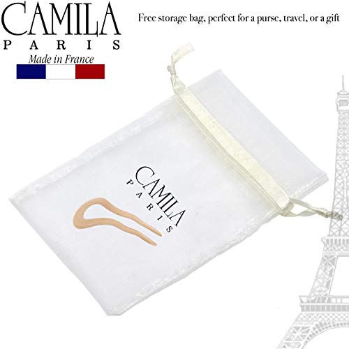 Camila Paris CP2469 French Twist Stick Clip Pins, Handmade, Tokyo, Girls Hair Pin U-Shaped Hair Fork for Girls Spiral Updo Chignon Bun Holder, Fashion Styling Hair Accessories for Women Made in France