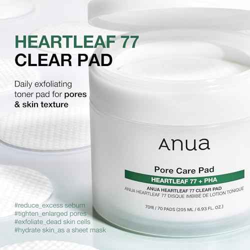 ANUA Heartleaf 77 Toner Pad 70 Sheets, PHA Dead Skin Care Low pH Daily Toner Pad exfoliating