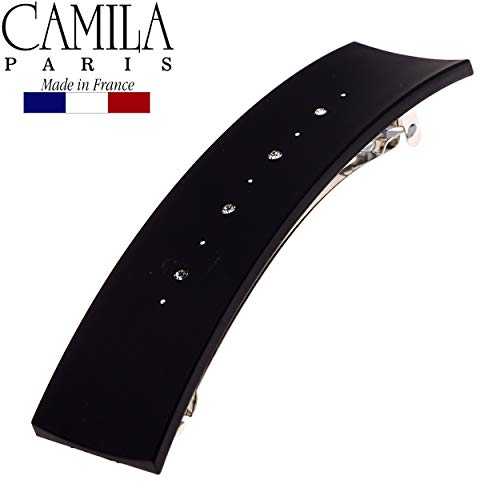 Camila Paris CP2652 French Hair Barrette Clip for Girls, Black, Metal Automatic Clasp Strong Hold Grip Hair Clips for Women, No Slip and Durable Styling Girls Hair Accessories, Made in France