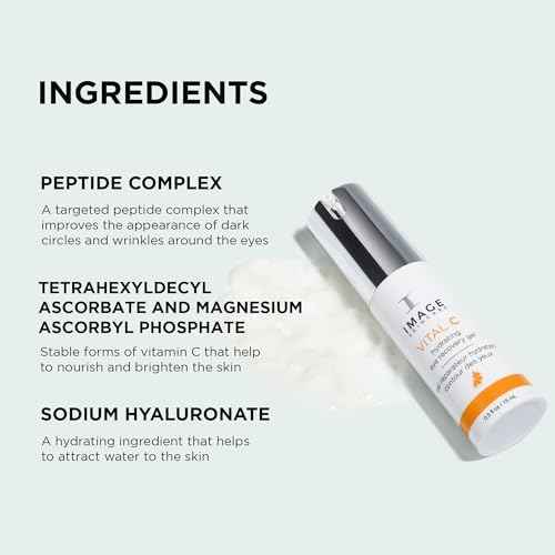 IMAGE Skincare, VITAL C Hydrating Eye Recovery Gel, With Vitamin C and Peptides to Reduce Appearance of Dark Circles, Bags, and Wrinkles Under Eyes, 0.5 fl oz