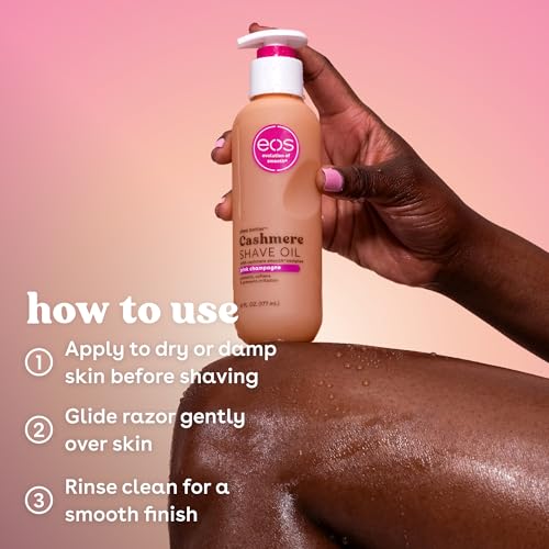 eos Cashmere Shave Oil – Coconut Waters, Moisturizing Shave Oil with Shea Butter & Glycerin, Helps Prevents Irritation & Razor Burn, Vegan, 6 fl oz