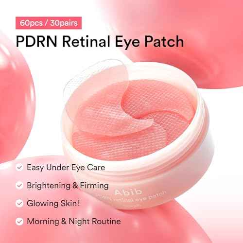 Abib PDRN Retinal Eye Patch, Hydrogel Masks for Dark Circles, Puffiness, Fine Lines, 60 Patches, 84g, with Niacinamide, K-Beauty Skincare