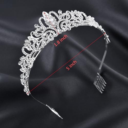 Silver Tiara for Girls, Birthday Gift Tiara Women Crown Princess Fairy Crowns Bride Headband Bridal Queen Wedding Prom Pageant Party Bridal Hair Accessories