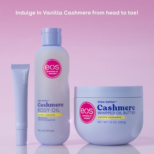 eos Cashmere Lip Butter - Vanilla Cashmere, Plumping Peptides, Smoothing, eos Lip Butter, Shea Butter, Lip Mask, Lip Moisturizer, Soft Lips, 0.35 fl oz