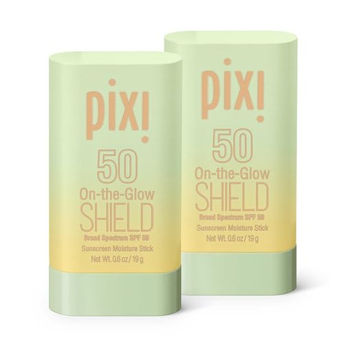 Pixi Beauty On-the-Glow SHIELD SPF 50 Sunscreen Stick - Lightweight, Hydrating & Travel Size | 2-Pack, Vegan & Paraben-Free | 2x 0.6oz/19g