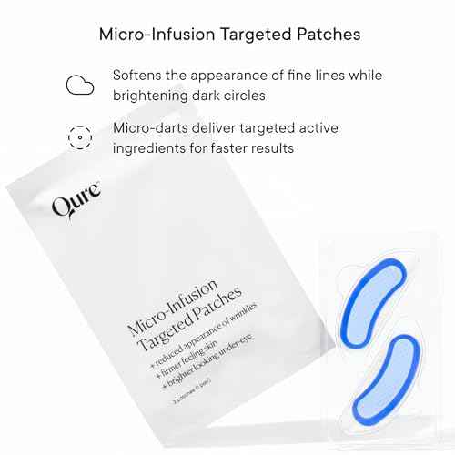 Qure Micro-Infusion Anti Wrinkle Patches for Smile Line, Frown lines, Under Eye Bags, Puffiness, Crow's Feet - Retinol, Caffeine, Peptides - Dissolvable for Overnight Use - 8 Pairs