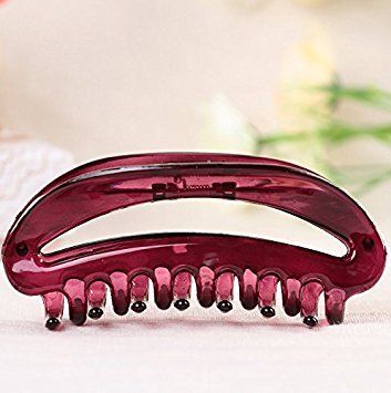 Prettyou 3.9 Inches Plastic Flower Claws Crystal Banana Hair Clip for Women Girls, Pack of 4 (Black)