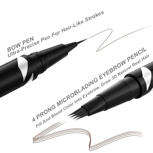 LAVONE Eyebrow Pen,2-IN-1 Dual-ended Waterproof Eyebrow Pencil,with 4 Tip Microblading Eyebrow Pen and Ultra-Precise Brow Pencil,Dual-ended Eyebrow Brush,Eyebrows Makeup for Natural Looking-Dark Brown