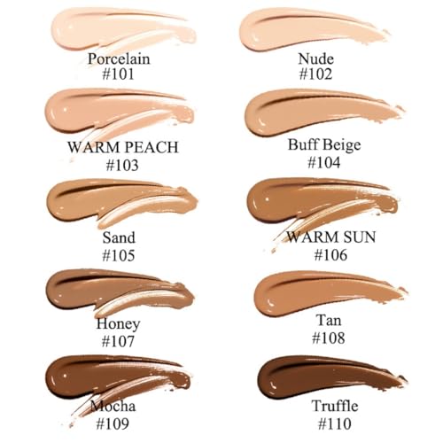 PHOERA Foundation, Flawless Soft Matte Liquid Foundation 24 HR Oil Control Concealer Foundation Makeup. (1 Pcs-105- Sand)