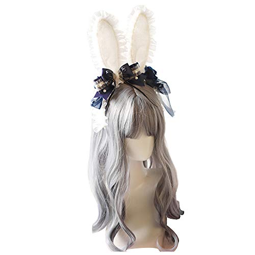 YOMORIO Bunny Ears Hair Hoop Lolita Anime Cosplay Headband Animal Ears Headwear (Blue)