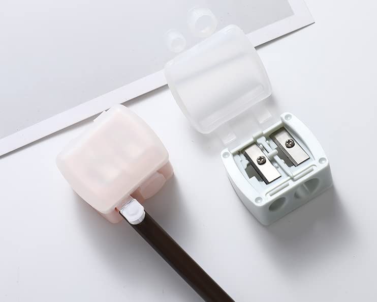 WOIWO 2PCS Double Hole Pencil Sharpener Makeup Pencil Eyebrow Pencil Eyeliner Pencil Planer Pencil Sharpener Makeup Aid Tool