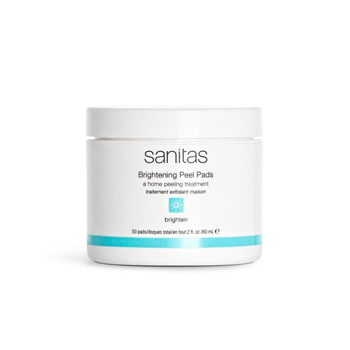 Sanitas Skincare Brightening Peel Pads - Exfoliating Treatment with Lactic, Glycolic & Salicylic Acids | 50 Pads / 2 Ounces