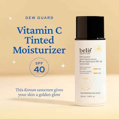 belif Dew Guard Vitamin C Glow Tint SPF 40 - Niacinamide, Hyaluronic Acid, Glow Booster + Serum + UVA/UVB Protection, Korean Tinted Mositurizer, 1.69 fl. oz