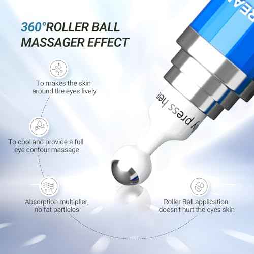 Eye Cream with 5% Caffeine Hyaluronic Acid, Eye Serum with 360¡Æ Roller Massage Ball for Puffy, Fine Lines, Dark Circles and Wrinkles, Under eye Treatment Serum for Women & Men