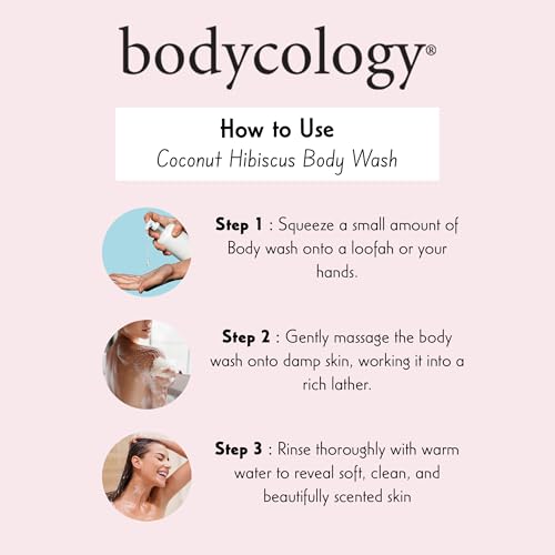 Bodycology Coconut Hibiscus Moisturizing Body Wash for Women, 16 Ounce