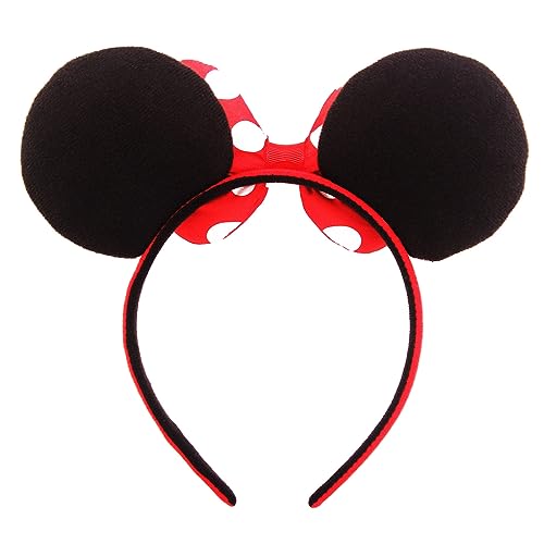 Jing xin Golden Mouse Ears Headbands, 1 PCS Pu Mouse Ears for Women Girls,Glitter Bow Headbands Themed Park Ears Cosplay Accessories