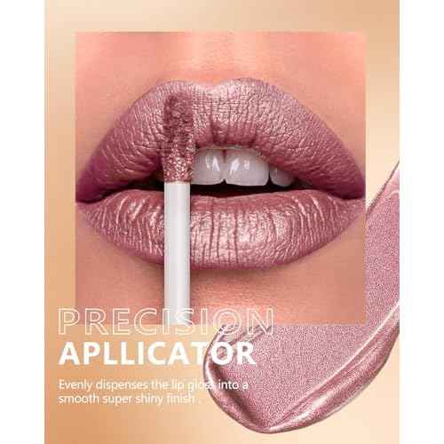 MAKI YIKA Metallic Pink Lipstick for Women Nude Lipsticks Long Lasting Shine Glitter Lipstick No Smudge No Transfer Liquid Lip Gloss (BR010 Sweet Sugar)