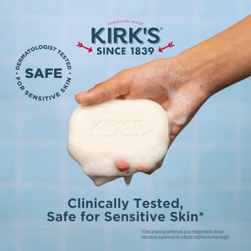 Kirk's Castile Bar Soap for Men, Women & Children - Made with Premium Coconut Oil, Sensitive Skin Formula, Vegan, Non GMO, Original Fresh Scent, 4 oz. Bars, 48 Pack