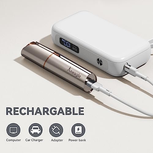 Aneagle Facial Hair Remover for Women,Painless Hair Shaver Rechargeable with LED Light, Flawless Lady Face Electric Razor,The Great Female Mustache Removal (Rose Gold)