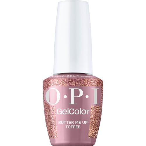 OPI GelColor Butter Me Up Toffee | Semi-Sheer Warm Red Berry Brown with Gold Shimmer LED Cure Gel Nail Polish | Salon-Quality, Long-Lasting Wear | 0.5 Fl Oz | Good Enough to Treat | Holiday 2025