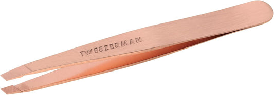 Tweezerman Stainless Steel Slant Tweezer - Eyebrow Tweezers for Women and Men (Rose Gold)