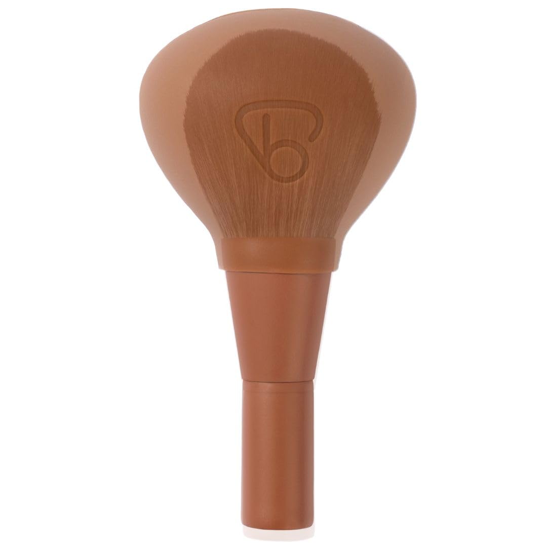 Travel Makeup Brush Set With Brush Bubble Silicone Makeup Brush Cover- Brown Matte. Travel Powder Brush with Compact makeup brush handle. Vegan Bristles.