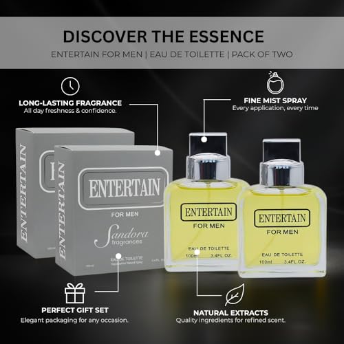 Cologne for Men 2-Pack ? Entertain for Men Duo ? Lavender, Lemon, Sage & Sandalwood Notes ? Fresh, Woody, Masculine, Long-Lasting Eau de Parfum Set 2 ¡¿ 3.4 fl oz