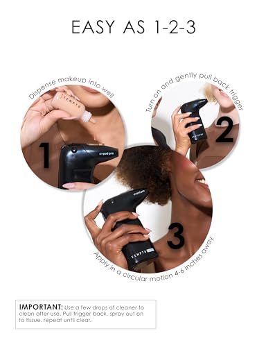 TEMPTU One Airbrush Make-up Kit for Complexion Perfection with Cordless Compressor, Medium: 11-Piece Set, Portable Air Brush Machine, 3 Shades of Foundation, Blush, Bronzer, Instant Concealer