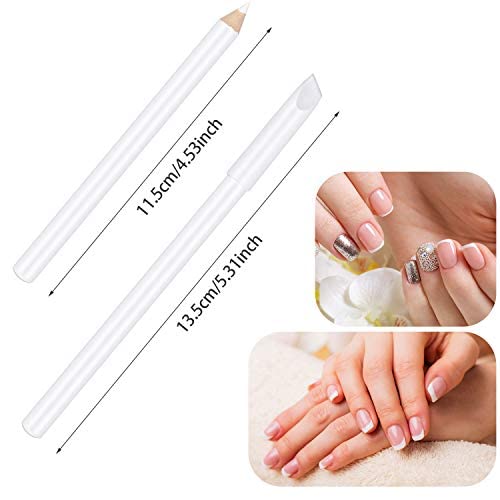 Blulu 2-in-1 Nail Whitening Pencil Set - 3 Pieces with Cuticle Pusher for DIY French Manicure