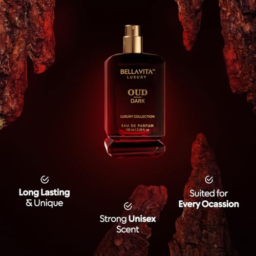 BellaVita Luxury OUD Dark Eau De Parfum (100ml) Unisex | Intense Arabian Perfume | Infused with Citrus, Grapefruit, Floral, Vetiver, Orris, Musky OUD | Arabic Dark Perfume for Women & Men