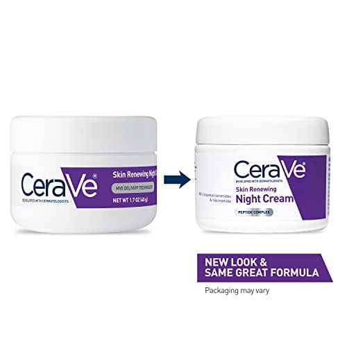 CeraVe Skin Renewing Night Cream, Niacinamide, Peptide Complex, and Hyaluronic Acid Moisturizer for Face, 1.7 Ounce, Packaging may Vary