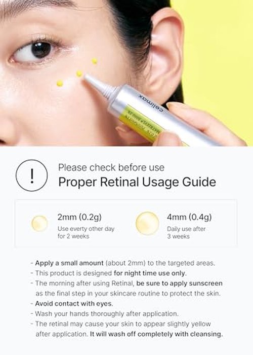 celimax The Vita A Retinal Shot Tightening Booster | 0.1% Retinal, 3% Matryxyl, High-Strength Retinoid for Anti-Aging, Pore Minimizer, Wrinkles & Fine Lines, Firmer Skin, 15ml
