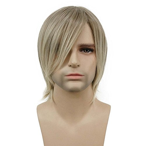 Aimole Blonde Straight Wig Synthetic Hair For Men Cosplay Halloween Medium Long Wigs