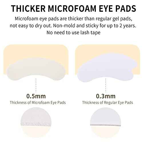 100 PCS Foam Eye Pads for Lash Extensions, Under Eye Pads for Eyelash Extensions, Micro-foam Lash Patches Lint Free, Stick Well, No Tape Needed, Hypoallergenic
