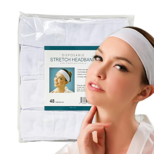 APPEARUS Disposable Headbands without Closure Stretch Cotton Cloth Spa Facial Headband (48 Count)