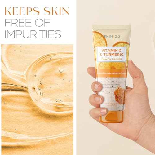 Vitamin C & Turmeric Face Scrub - Dermatologist Tested, Exfoliating, Brightening, Hydrating, Anti-Aging, Clean Beauty, Cruelty-Free Korean Skincare, All Skin Types - 6.76 Fl Oz / 200ML