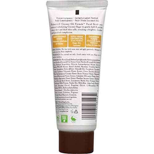 Palmer's Coconut Oil Formula Coconut Sugar Facial Scrub Exfoliator, Face Scrub to Gently Exfoliate Away Dirt and Dead Skin Cells with Chamomile to Soften & Calm, 3.17 Ounces (Pack of 1)