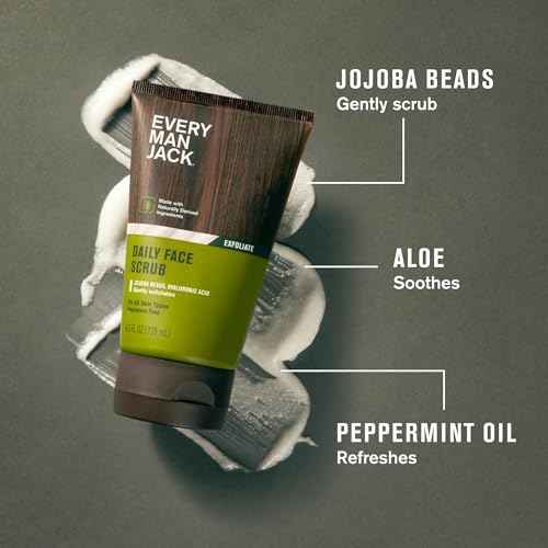 Every Man Jack Gentle Exfoliating Face Scrub For Men- Exfoliate Away Dead Skin, Moisturize, and Revive Tired Skin with Jojoba Beads, Hyaluronic Acid, and Caffeine - 4.2 oz Men¡¯s Face Scrub -Twin Pack