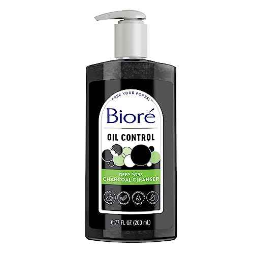 Biore Deep Pore Charcoal Face Wash, Daily Facial Cleanser for Dirt & Makeup Removal, for Oily Skin, 6.77 Oz