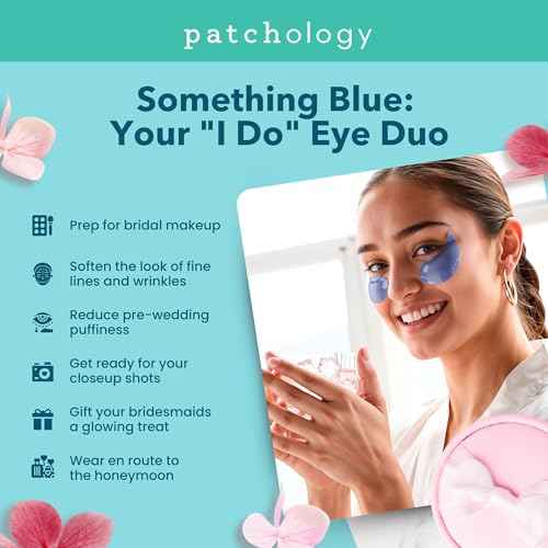 Patchology Bridal Shower Gift Box ? Something Blue Cooling Under Eye Patches for Brides & Bridesmaids, Depuffing & Firming Gel Masks with Peptides & Bakuchiol ? Wedding Skincare Gift Set