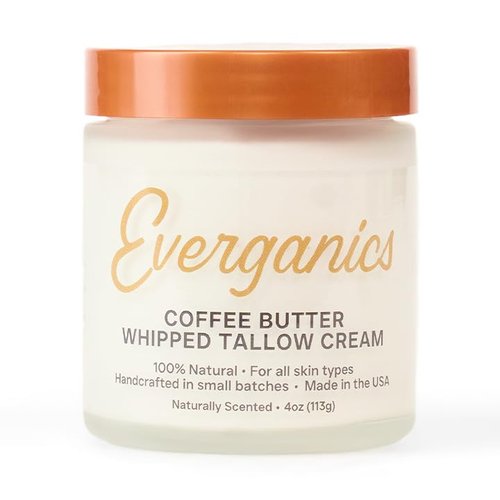 Organic Coffee Butter | Whipped Tallow Cream for Skin | Grass-Fed Beef Tallow Moisturizer | 4 oz Made in USA