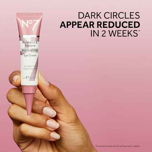 No7 Restore & Renew Multi Action Eye Cream - Skin Renewing Under Eye Cream for Puffiness & Dark Circles - Moisturizing Formula for Wrinkles (15ml)