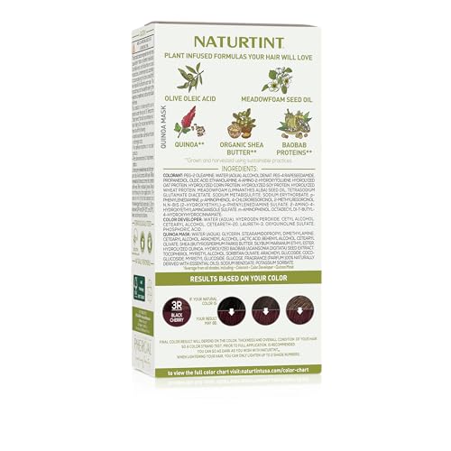 Naturtint 3R Black Cherry Permanent Hair Color (Pack of 1), Ammonia Free, Vegan, Cruelty Free, up to 100% Gray Coverage, Long Lasting Results (Packaging may vary)