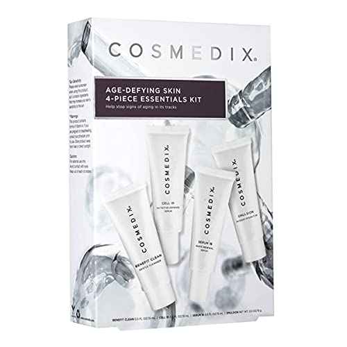 COSMEDIX Age-Defying Starter Kit | Facial Skincare Set with Cleanser, Serum & Hydrator for Fine Lines, Wrinkles & Dark Spots