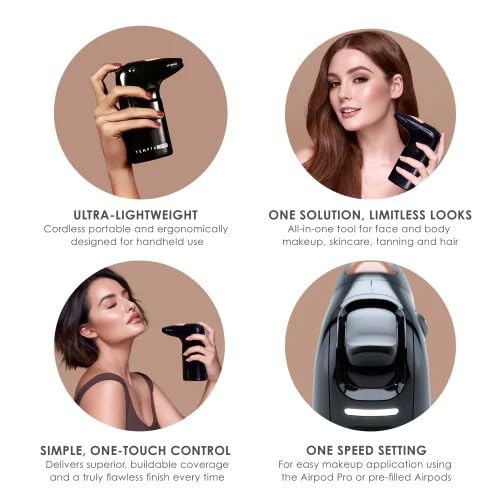 TEMPTU One Airbrush Make-up Kit for Complexion Perfection with Cordless Compressor, Medium: 11-Piece Set, Portable Air Brush Machine, 3 Shades of Foundation, Blush, Bronzer, Instant Concealer